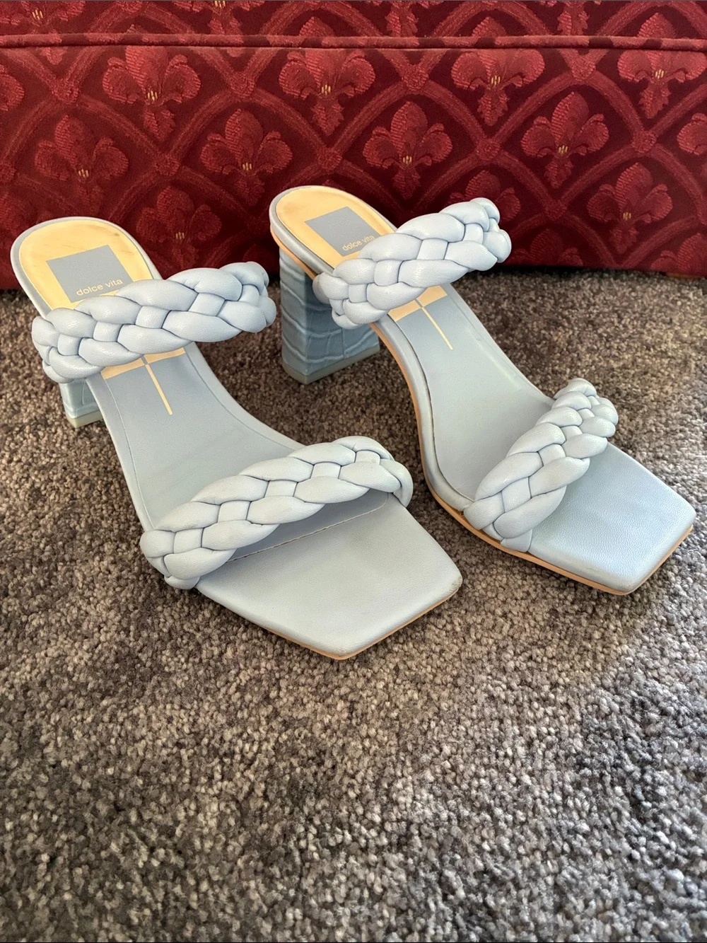 Dolce Vita Braided Double-Strap Light Blue Heeled Sandals